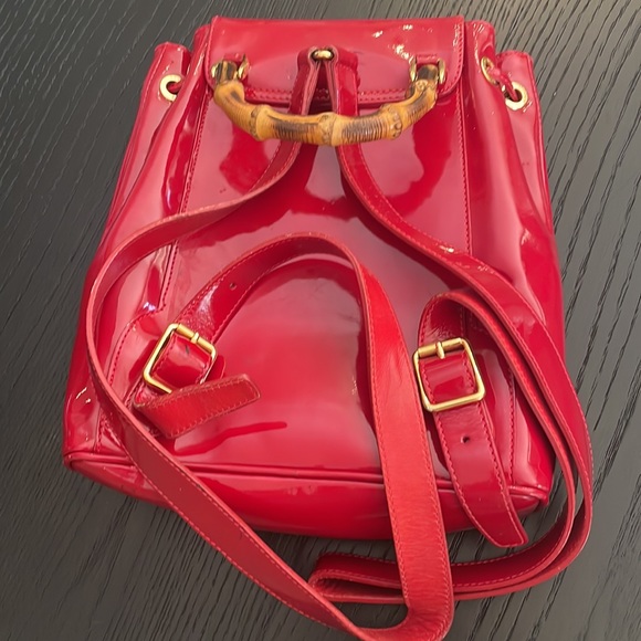 Vintage Gucci backpack with bamboo handle/embellishments *with smudges* - Picture 2 of 5